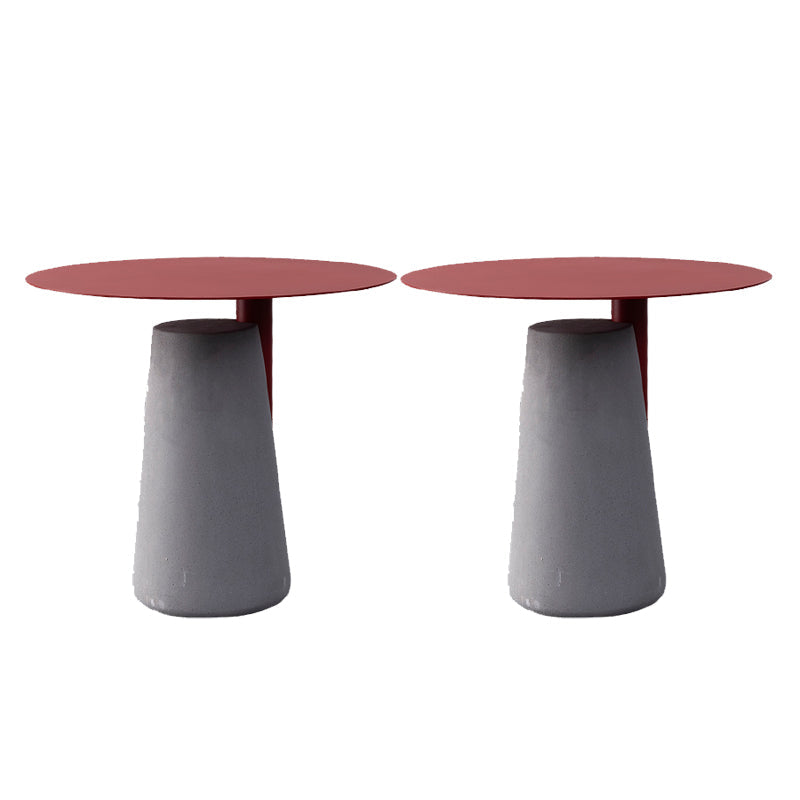 Round Iron Top End Table Concrete Pedestal Sofa Side Accent Table