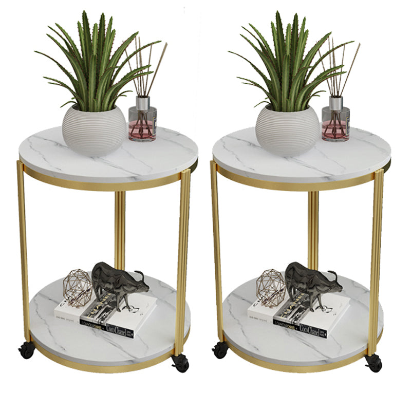 21.65 "スレートラウンドサイドエンドテーブル鉄3脚サイドテーブル付き棚