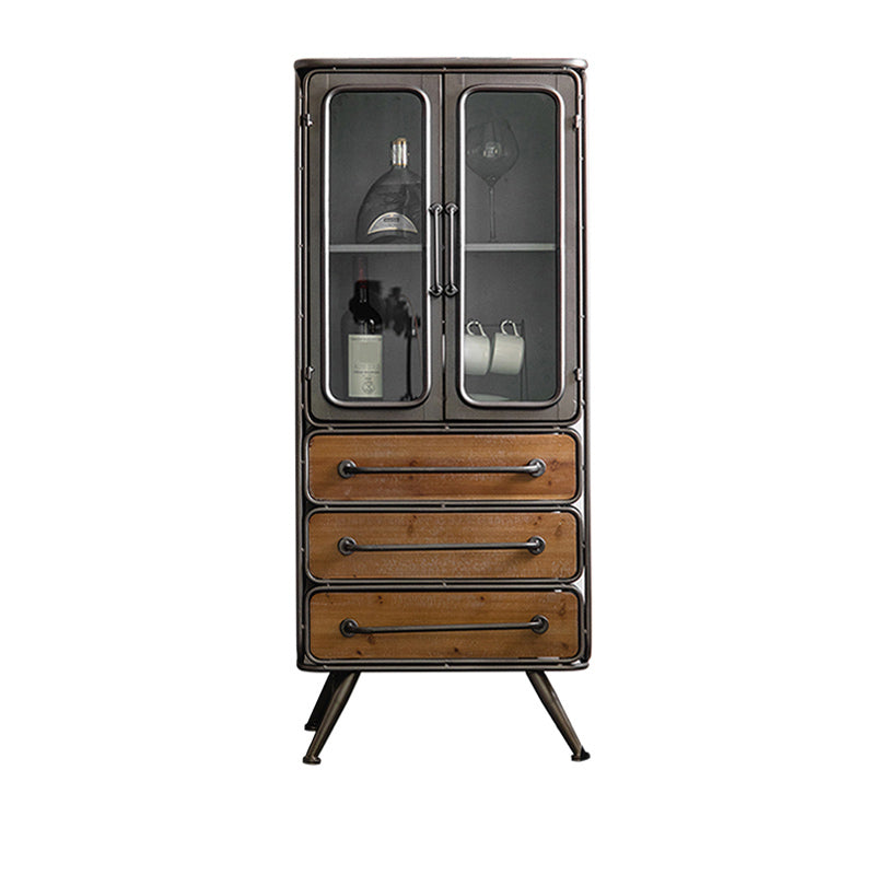 Industrial Rectangle Solid Wood With Doors Cabinet Distressed Wood Accent Cabinet 22"L x 16"W x 49"H Clearhalo 'Cabinets & Chests' 'cabinets_chests' 'furn' 'furn_cabinets_chests' 'Furniture' 'Living Room Furniture' 6478318