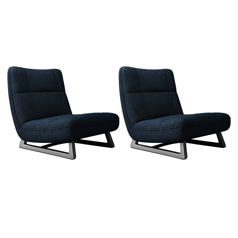 Fixed Back Sled Slipper Chair Solid Color Mid-century Modern Lounge Chair Dark Blue Cotton and Linen 2 Piece Set Clearhalo 'Accent Chairs' 'accent_chairs' 'Chairs & Seating' 'furn' 'furn_accent_chairs' 'Furniture' 'Living Room Furniture' 6478657