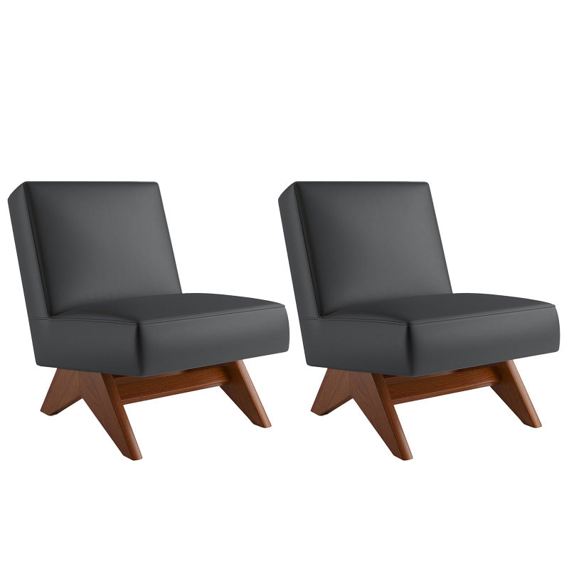 Mid-century Modern Slipper Chair Living Room Fino Accent Chair Black Tech Cloth 2 Piece Set Clearhalo 'Accent Chairs' 'accent_chairs' 'Chairs & Seating' 'furn' 'furn_accent_chairs' 'Furniture' 'Living Room Furniture' 6478757