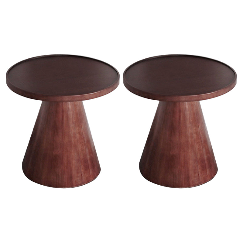 Scandinavian Solid Wood Round Pedestal Living Room Side End Table Walnut 2 Clearhalo 'Coffee & Accent Tables' 'End & Side Tables' 'end_side_tables' 'furn' 'furn_end_side_tables' 'Furniture' 'Living Room Furniture' 6479454