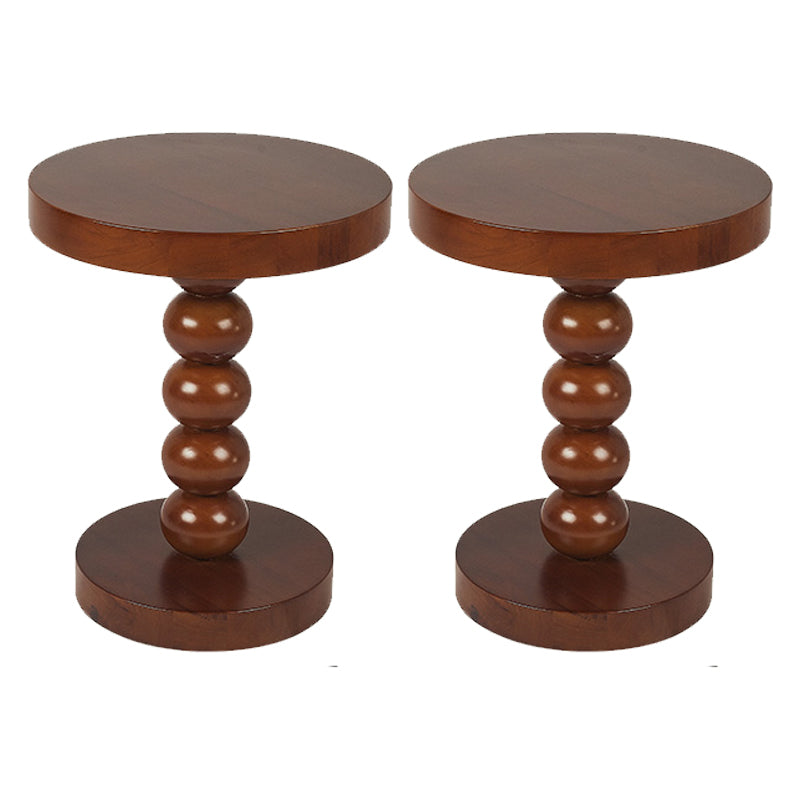Traditional Round Wooden End Table 15.74" Wide Pedestal Side Table