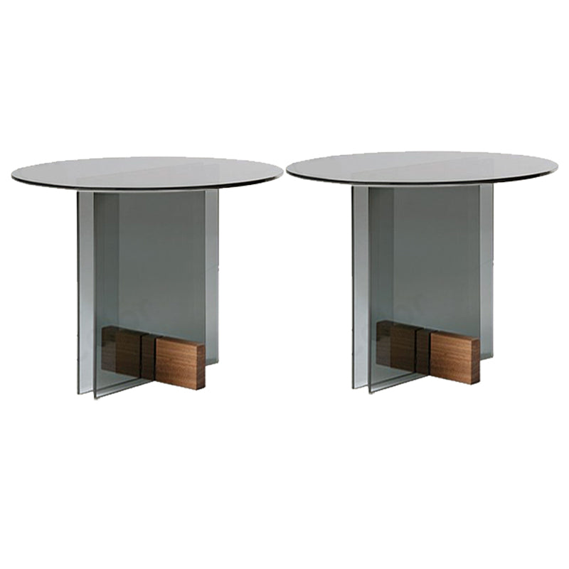 Contemporary Glass Top Abstract Round Living Room Side End Table