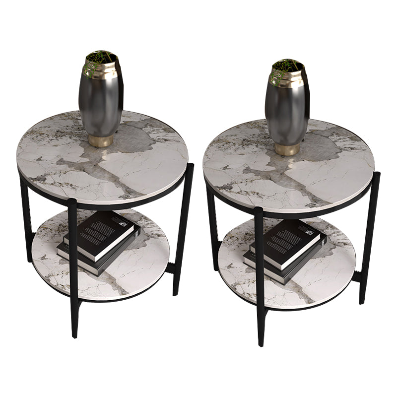 Modernistic 4 gambe rotonde a doppio livello di soggiorno tavolino