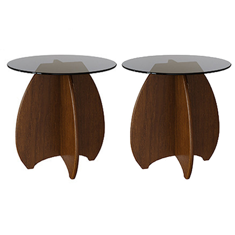 Tavolino contemporaneo in vetro astratto top rotondo del salotto