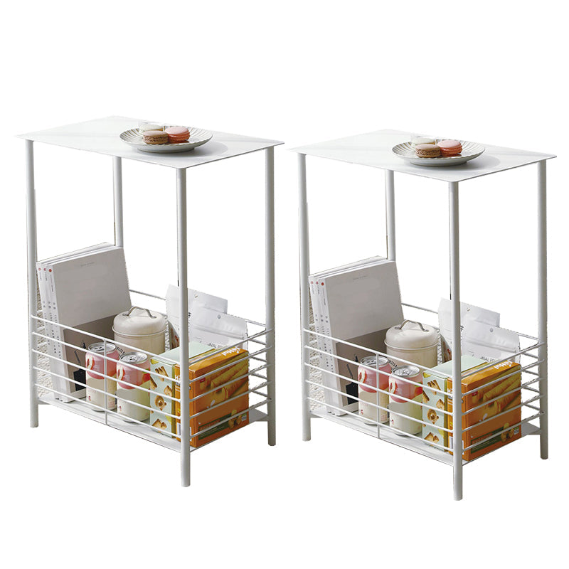 23.62" Tall Rectangular Side Accent Table Metal 4 Legs End Table