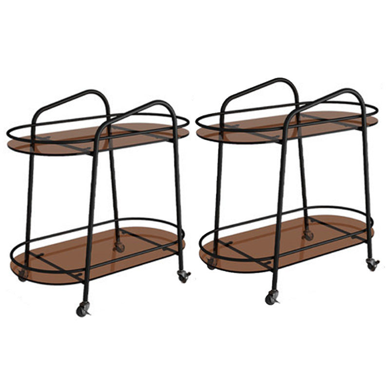 Top di vetro modernistico con scaffale Oval a doppio livello di soggiorno Accento laterale