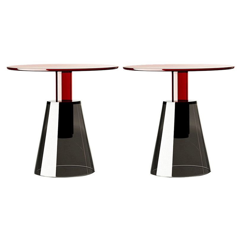 Contemporary Glass Top Pedestal Round Living Room Accent Side Table Gray-Red 2 Clearhalo 'Coffee & Accent Tables' 'End & Side Tables' 'end_side_tables' 'furn' 'furn_end_side_tables' 'Furniture' 'Living Room Furniture' 6479920