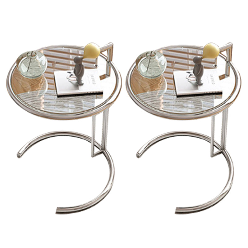 Modern Glass Top Abstract Round Living Room Accent Side Table Clear 2 Clearhalo 'Coffee & Accent Tables' 'End & Side Tables' 'end_side_tables' 'furn' 'furn_end_side_tables' 'Furniture' 'Living Room Furniture' 6479980