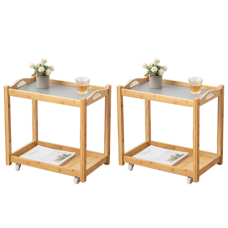 Modernistic Solid Wood with Shelf Rectangular Double Tier Side Table Natural Stone 2 Clearhalo 'Coffee & Accent Tables' 'End & Side Tables' 'end_side_tables' 'furn' 'furn_end_side_tables' 'Furniture' 'Living Room Furniture' 6479999