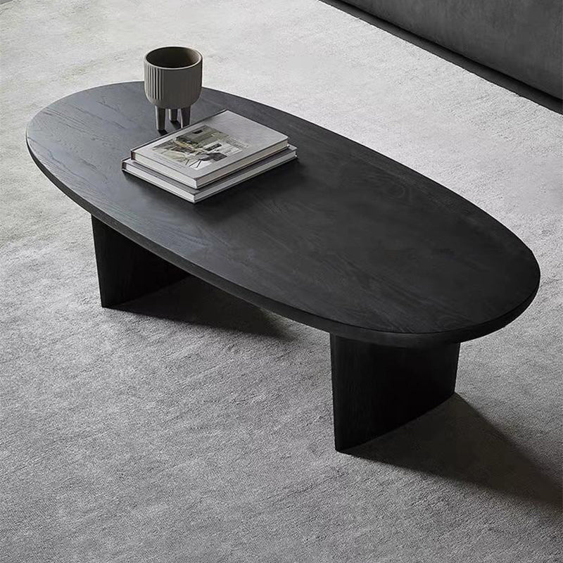 Scandinavian Oval Wood Coffee Table 15.75"H 2 Legs Cocktail Table Clearhalo 'Coffee & Accent Tables' 'Coffee Tables' 'coffee_tables' 'furn' 'furn_coffee_tables' 'Furniture' 'Living Room Furniture' 6480169