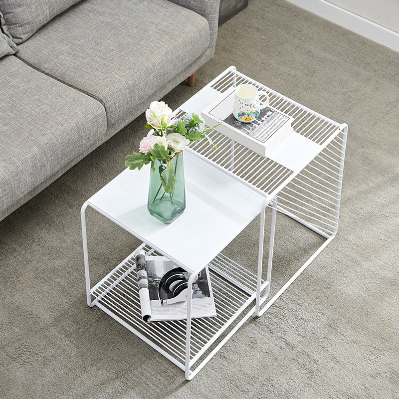 Tavolo da cocktail quadrato in metallo della metà secolo set da tavolino da caffè