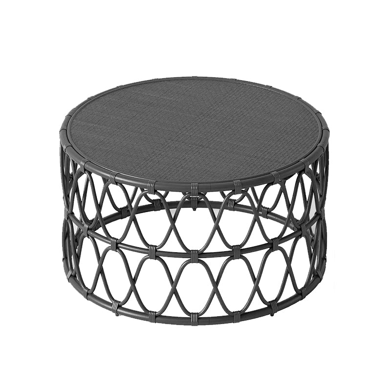 Tavolino da caffè rotondo scandinavo tavolino da cocktail a tamburo rattan