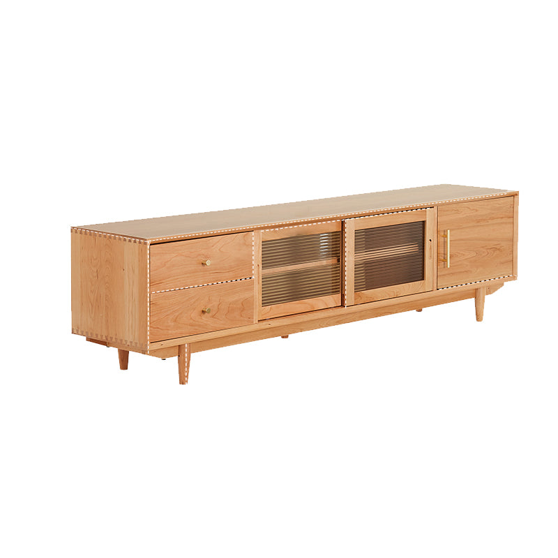 Scandinavian TV Media Console Solid Wood TV Stand for Living Room 78.7"L x 15.7"W x 26.4"H 2 Clearhalo 'furn' 'furn_tv_stands_entertainment_centers' 'Furniture' 'Living Room Furniture' 'TV Stands & Entertainment Centers' 'TV Stands & Media Storage Furniture' 'tv_stands_entertainment_centers' 6486399
