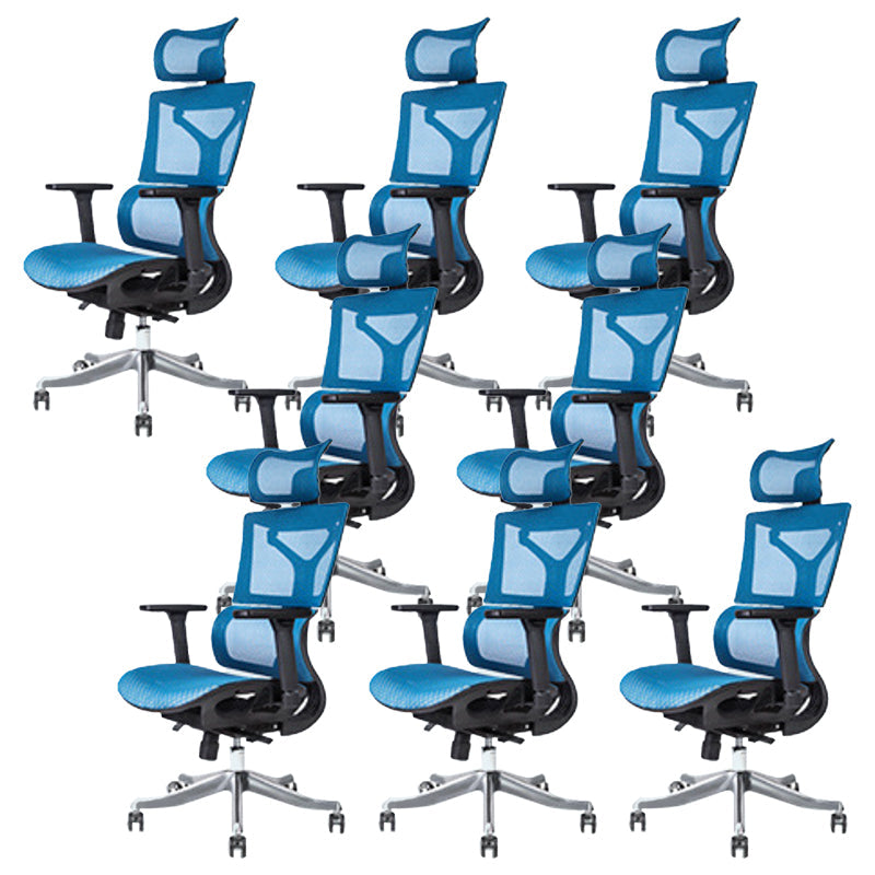 Modern Desk Chair Adjustable Arms Task Chair with Wheels for Office Blue 8 Piece Set Clearhalo 'furn' 'furn_office_chair' 'Furniture' 'Office Chairs' 'Office Furniture' 'office_chair' 6488543
