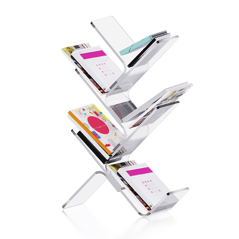 Zeitgenössischer Acryl -Bücherregal Standard Clear Open Back Bücherregal