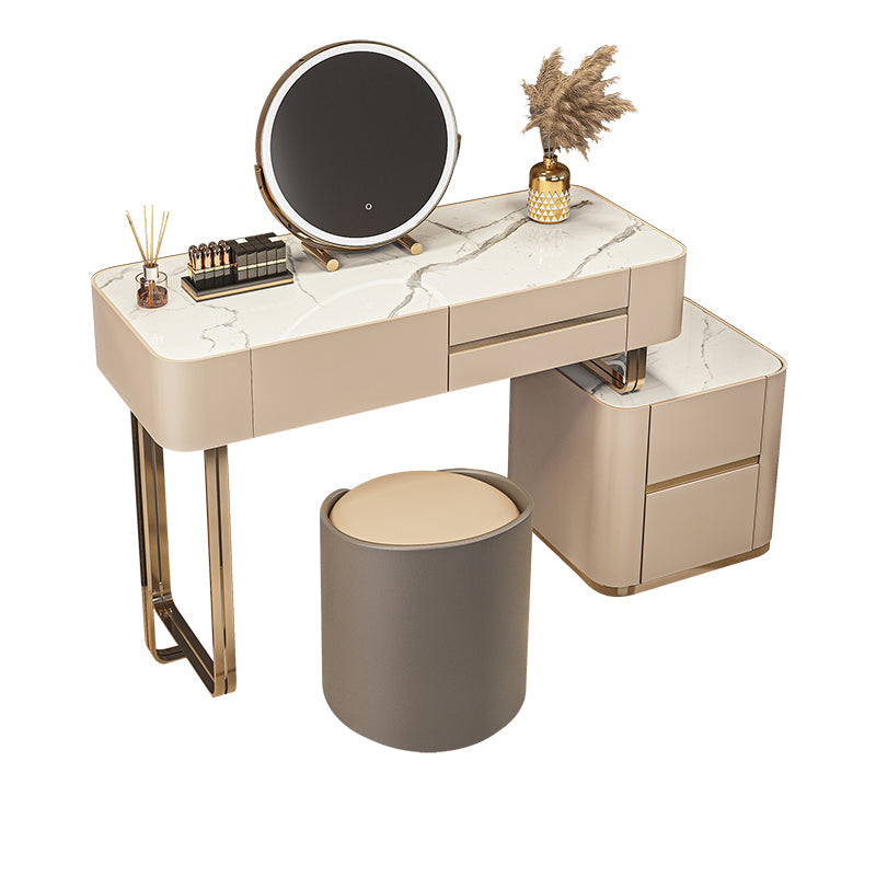Luxurious Wood and Metal Make-up Vanity 5 Drawers & Lighted Mirror Dressing Table