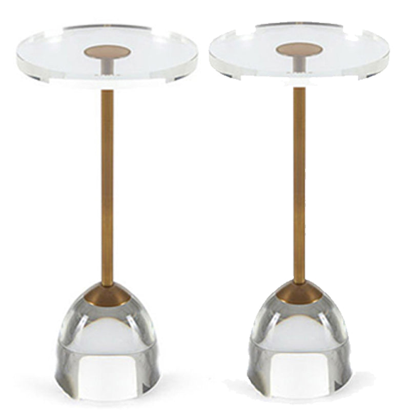 Duidelijke acrylronde bijzettafelset glamour stalen voetstuk eindtafel