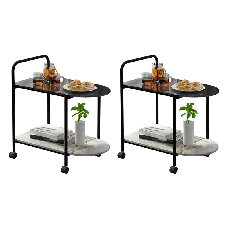 Tavolino superiore in vetro moderno da 27,55 pollici 4 gambe tavolino con ruote