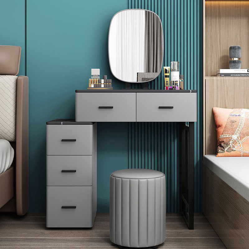 Mesa de tocador y taburete reflejado de 16.14 "Escritorio de tocador de piedra ancho de piedra ancho