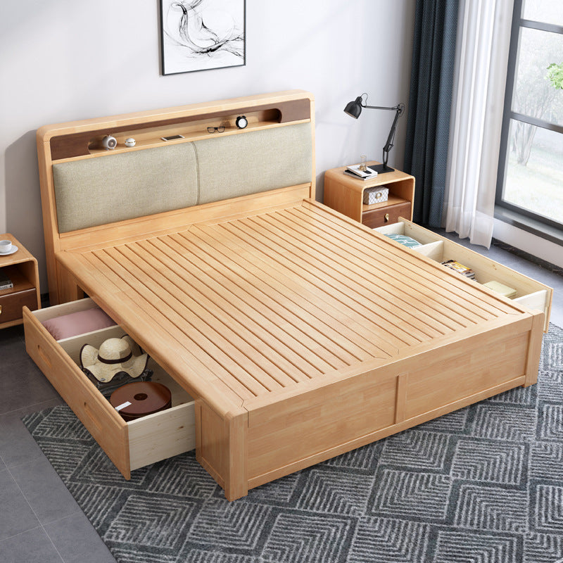 Gestoffeerd hoofdeinde standaard bed hout en gestoffeerd bedframe natuurlijk