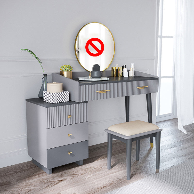 Gray Makeup Table with 5 Storage Drawers 19.68" Wide Vanity Tables Makeup Vanity & Stools Clearhalo 'Bedroom Furniture' 'furn' 'furn_makeup_vanities' 'Furniture' 'Makeup Vanities' 'makeup_vanities' 6490616