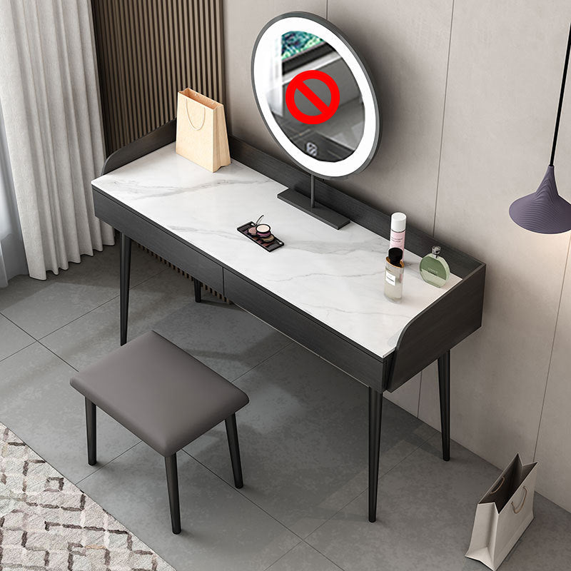 Tavolo da trucco nero con 2 cassetti da 17,7 "tavoli da vanità in legno largo