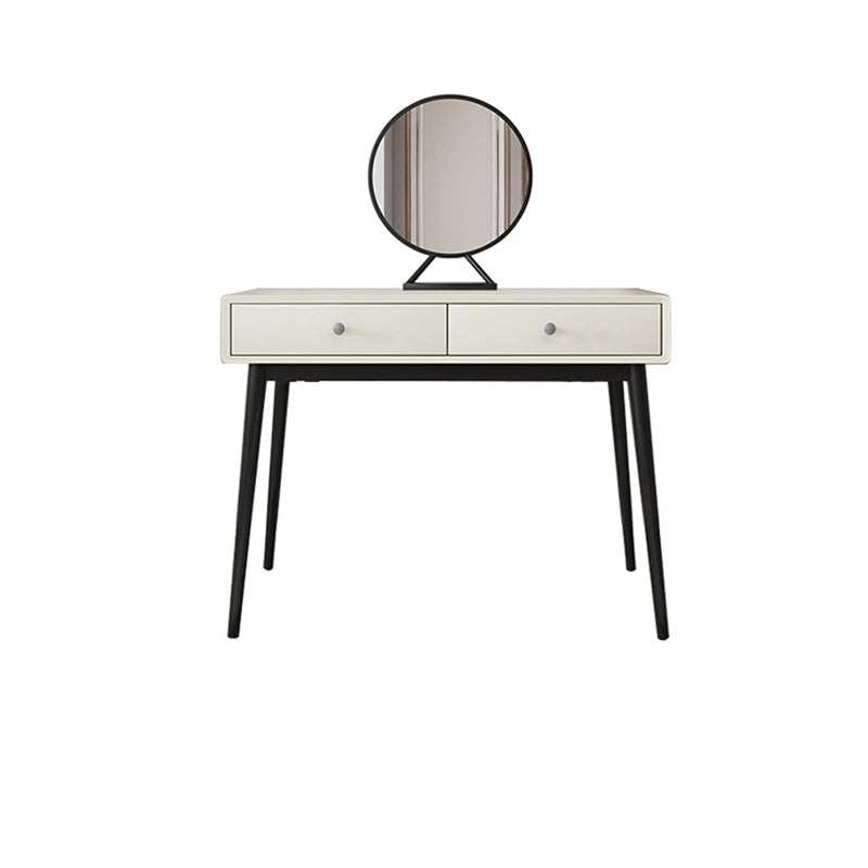 Wood White Makeup Table with 2 Drawers 15.74" Wide Vanity Tables for Bedroom Makeup Vanity & Mirror Clearhalo 'Bedroom Furniture' 'furn' 'furn_makeup_vanities' 'Furniture' 'Makeup Vanities' 'makeup_vanities' 6490663