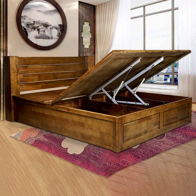 Traditional Solid Wood Standard Rectangular Open-Frame Headboard Bed