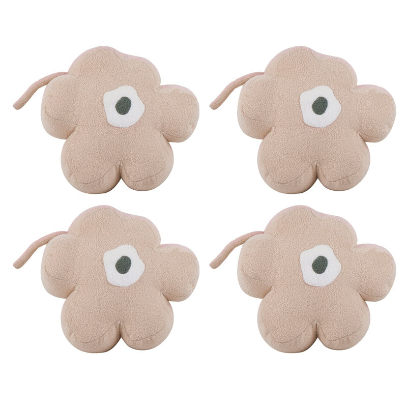 Contemporary Pouf Ottoman Velvet Upholstered Flower Shape Ottoman Off-White 4 Piece Set Clearhalo 'furn' 'furn_ottomans_poufs' 'Furniture' 'Living Room Furniture' 'Ottomans & Poufs' 'ottomans_poufs' 6493480