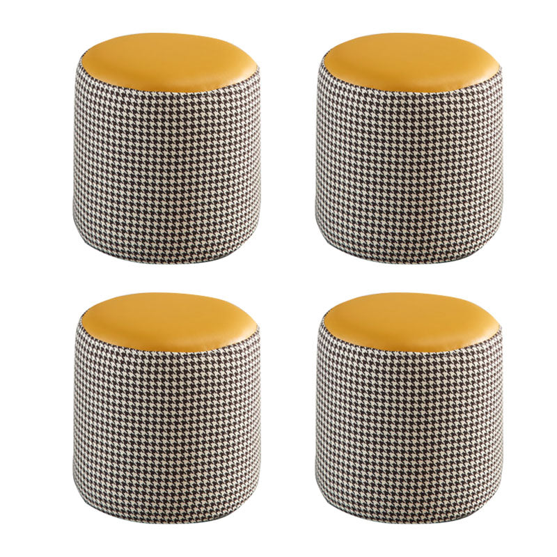 Modern Stain Resistant Pouf Round Shape Pouf for Living Room Orange 4 Piece Set Clearhalo 'furn' 'furn_ottomans_poufs' 'Furniture' 'Living Room Furniture' 'Ottomans & Poufs' 'ottomans_poufs' 6493546