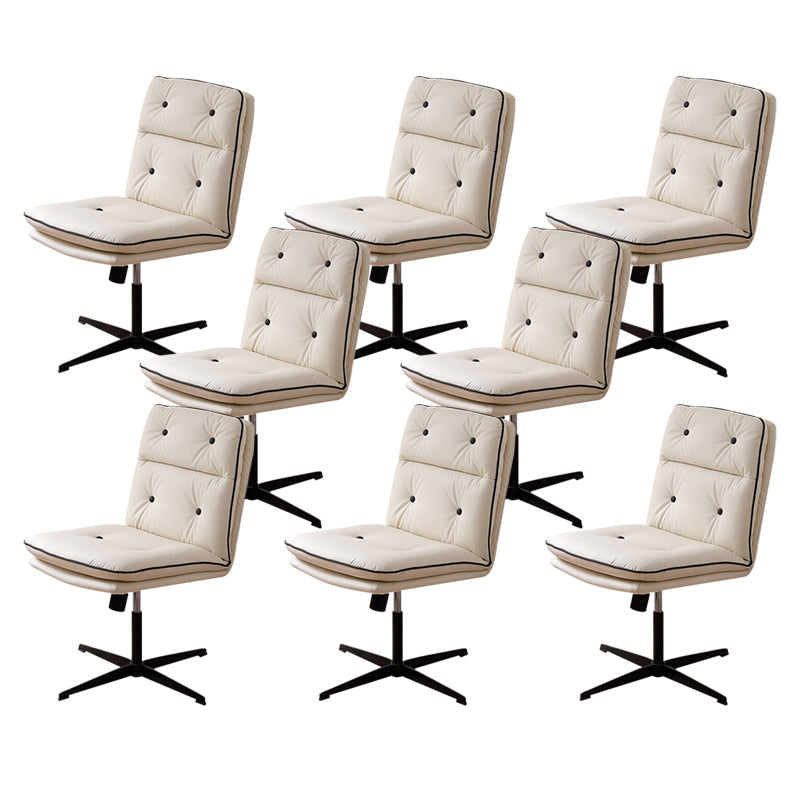 Modern Tufted Managers Chair Faux Leather Desk Mid-Back Chair Off-White 8 Piece Set 4-Star Clearhalo 'furn' 'furn_office_chair' 'Furniture' 'Office Chairs' 'Office Furniture' 'office_chair' 6493777