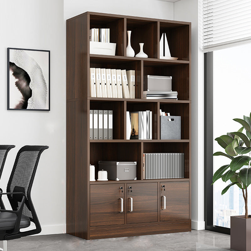 Modern Vertical Filing Cabinet Locking Detail Wooden File Cabinet with Storage Shelves 39.4"L x 11.8"W x 70.9"H Brown Clearhalo 'Filing Cabinets' 'filling_cabinets' 'furn' 'furn_filling_cabinets' 'Furniture' 'Office Furniture' 6495454