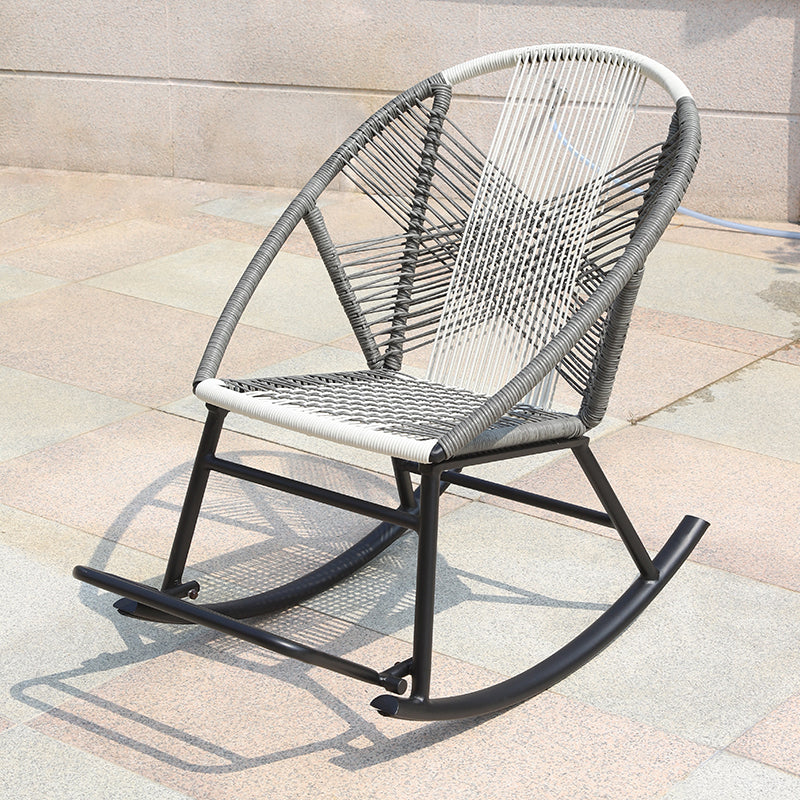 Contemporary Rocking Chair Wicker Spindle Backrest Metal Chair Legs Porch Rocking Chair Gray-White Clearhalo 'Chairs & Seating' 'furn' 'furn_rocking_chairs' 'Furniture' 'Living Room Furniture' 'Rocking Chairs' 'rocking_chairs' 6497902