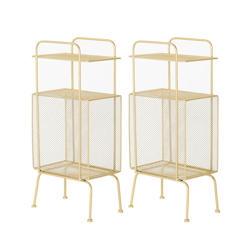 2 Shelves Iron Nightstand Contemporary Legs Included Night Table ,27.6" Tall