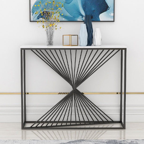 Marble Rectangle Accent Table 11.81" W 1-shelf Console Table for Hall