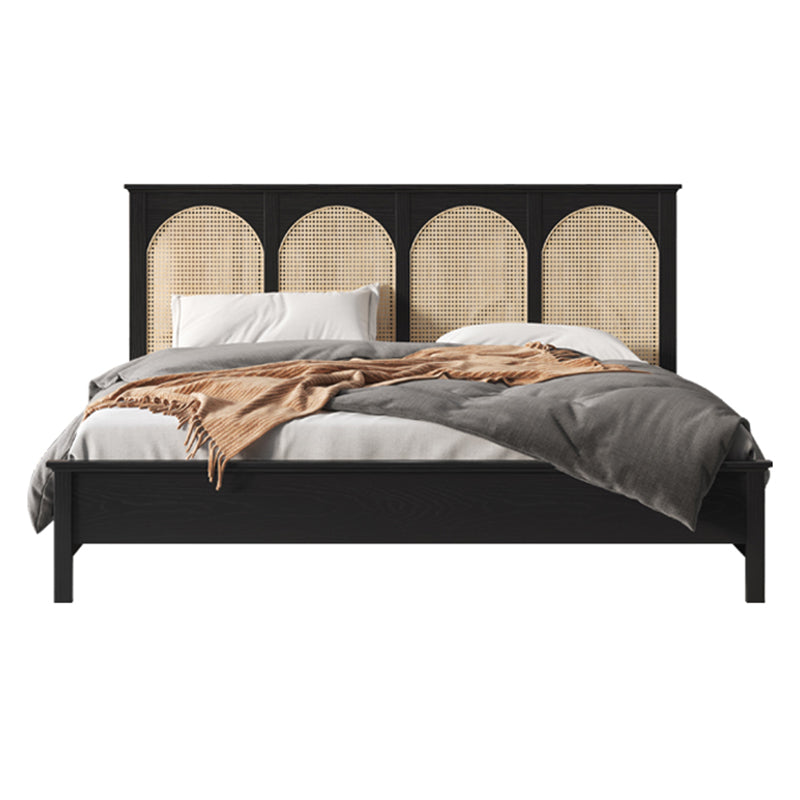 Letto in legno massiccio di dimensioni matrimoniali Letti a pannello rattan tropicale in cenere