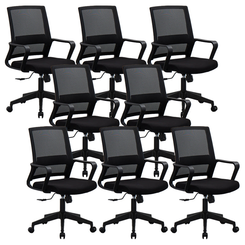 Modern Office Chair Black Adjustable Seat Height Fixed Arms Desk Chair 8 Piece Set With Wheels Clearhalo 'furn' 'furn_office_chair' 'Furniture' 'Office Chairs' 'Office Furniture' 'office_chair' 6501926