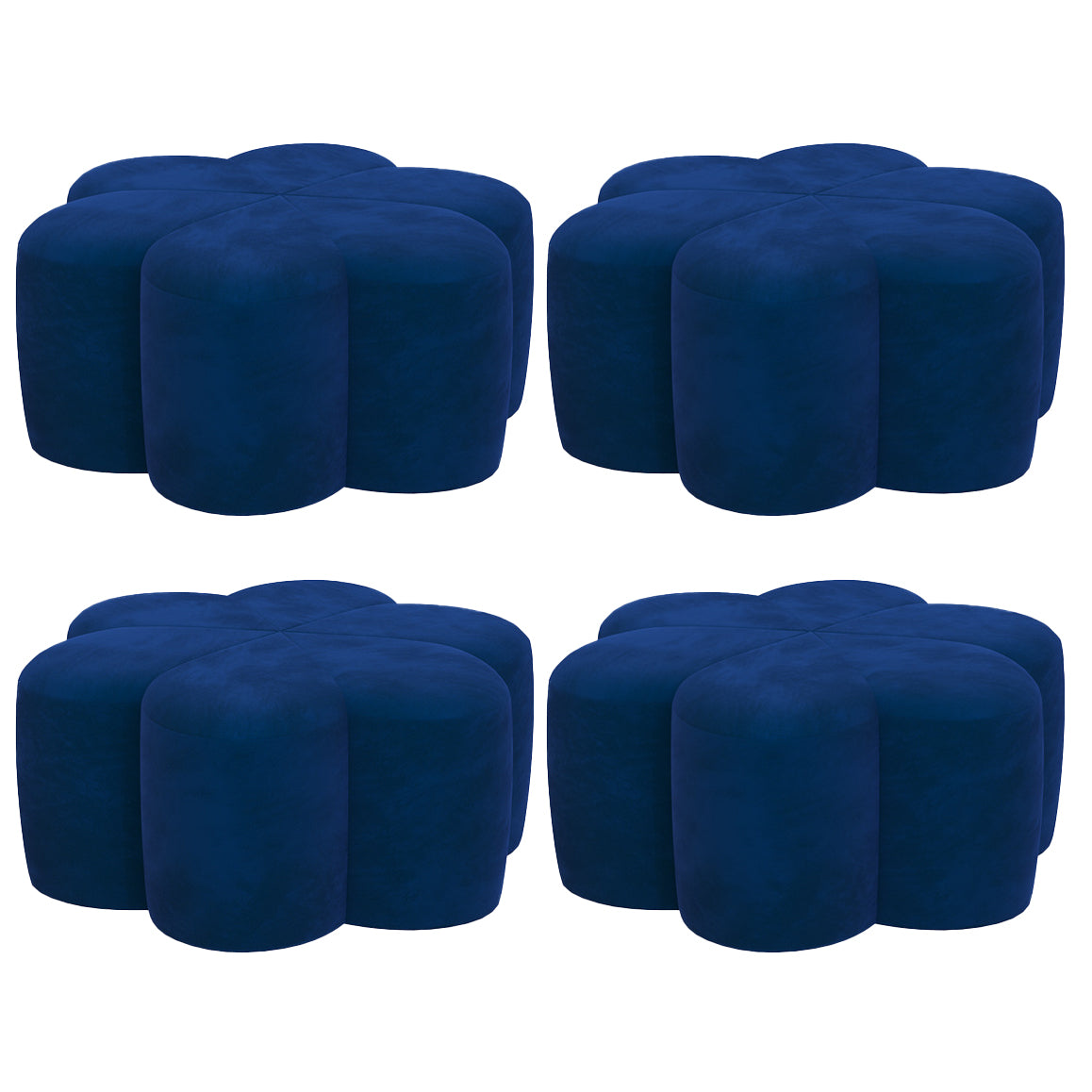 Flower Shape Pouf Velvet Pure Color Scratch Resistant Upholstered Pouf
