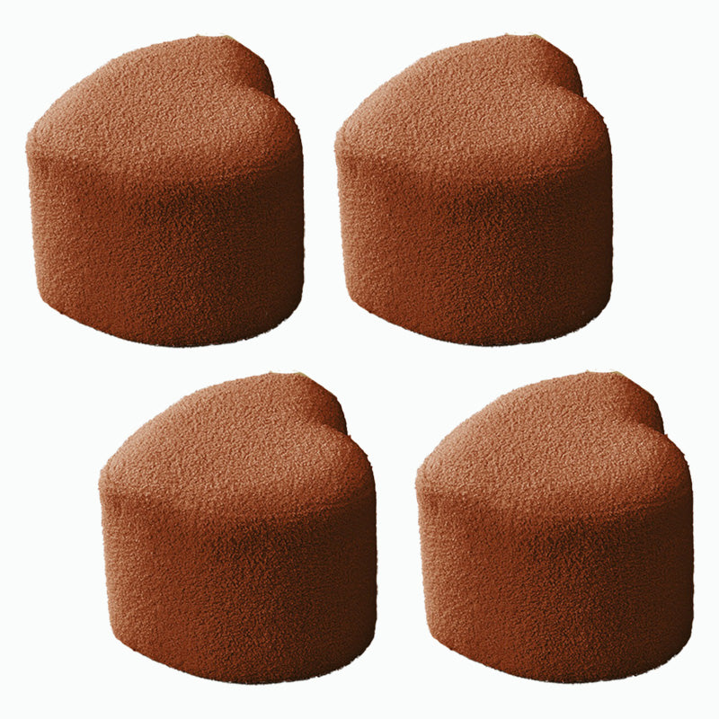 Contemporary Pouf Solid Color Sherpa Heart Shape Fade Resistant Pouf Brown 4 Piece Set Clearhalo 'furn' 'furn_ottomans_poufs' 'Furniture' 'Living Room Furniture' 'Ottomans & Poufs' 'ottomans_poufs' 6502351