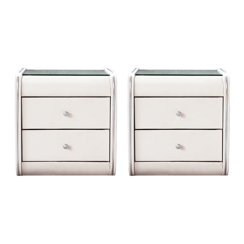 2 Schubladen zeitgenössischer Nachttisch Glass Top Night Tisch, 19 "groß