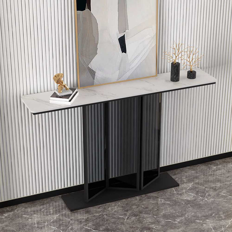 11.81" W Modern Console Table Stone Rectangle Accent Table for Hall