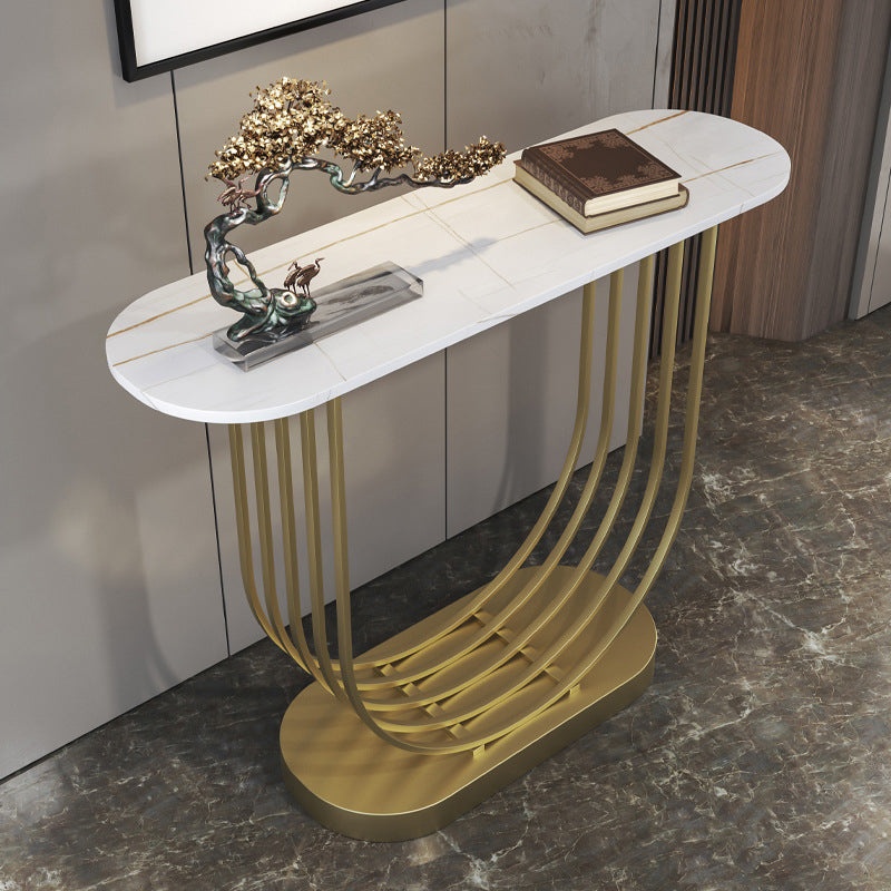 Console ovale in pietra Tabella 1-SHELF 11,81 "W tavolo accento per sala
