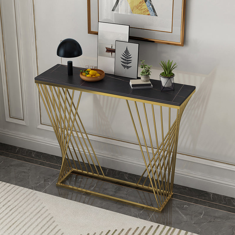 Frame Base Console Table 31.5" Tall Stone Accent Table for Hall