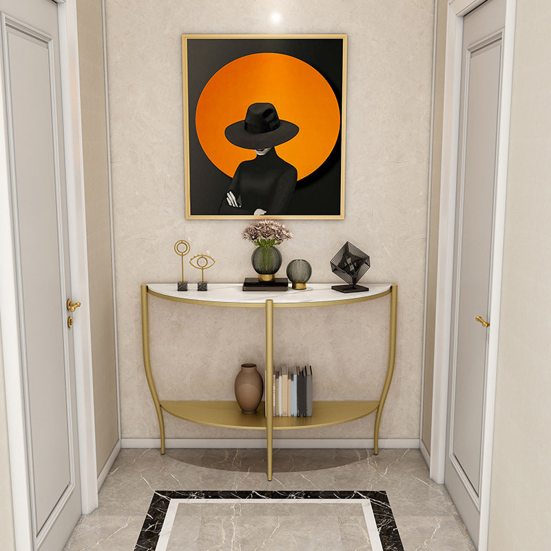 Console a mezza luna di pietra Tabella 33,46 "gambe alte includevano il tavolo dell'accento