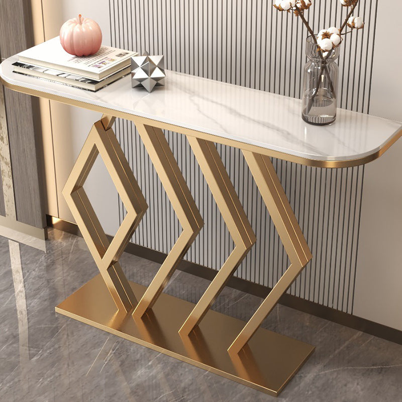 Tavolo accento console mezza luna glam tavolo da divano di finitura antica