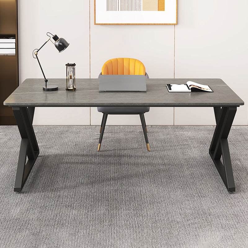 Industrial Computer Desk Antique Finish Gaming Desk with Metal Legs 55.1"L x 27.6"W x 29.5"H Gray Clearhalo 'furn' 'furn_office_desk' 'Furniture' 'Office Desks' 'Office Furniture' 'office_desk' 6505344