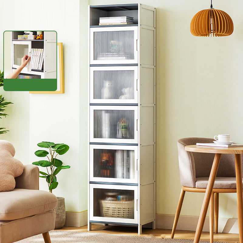 Rectangle Contemporary Cabinet with Glass Doors in Whiet,16.93" Long 6 Vertical Glass Clearhalo 'Cabinets & Chests' 'cabinets_chests' 'furn' 'furn_cabinets_chests' 'Furniture' 'Living Room Furniture' 6505551