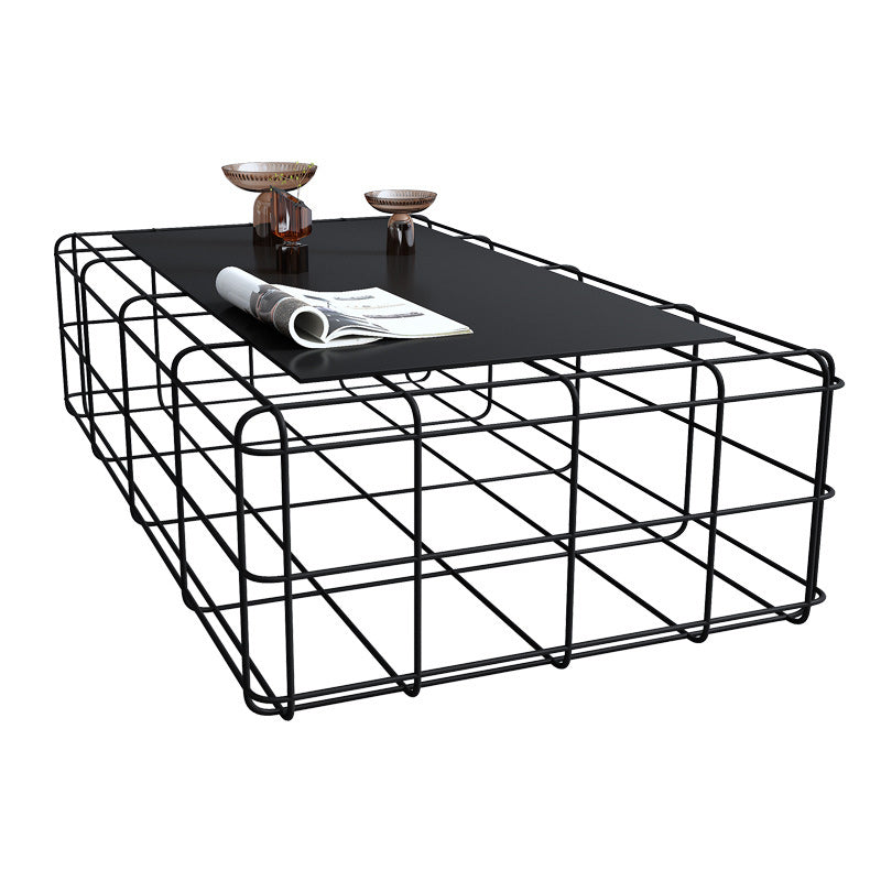 Tavolino moderno di metà secolo in nero con top di ferro